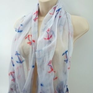 Vintage Flawed Nautical Anchor Red White Blue Patriotic Neck Scarf